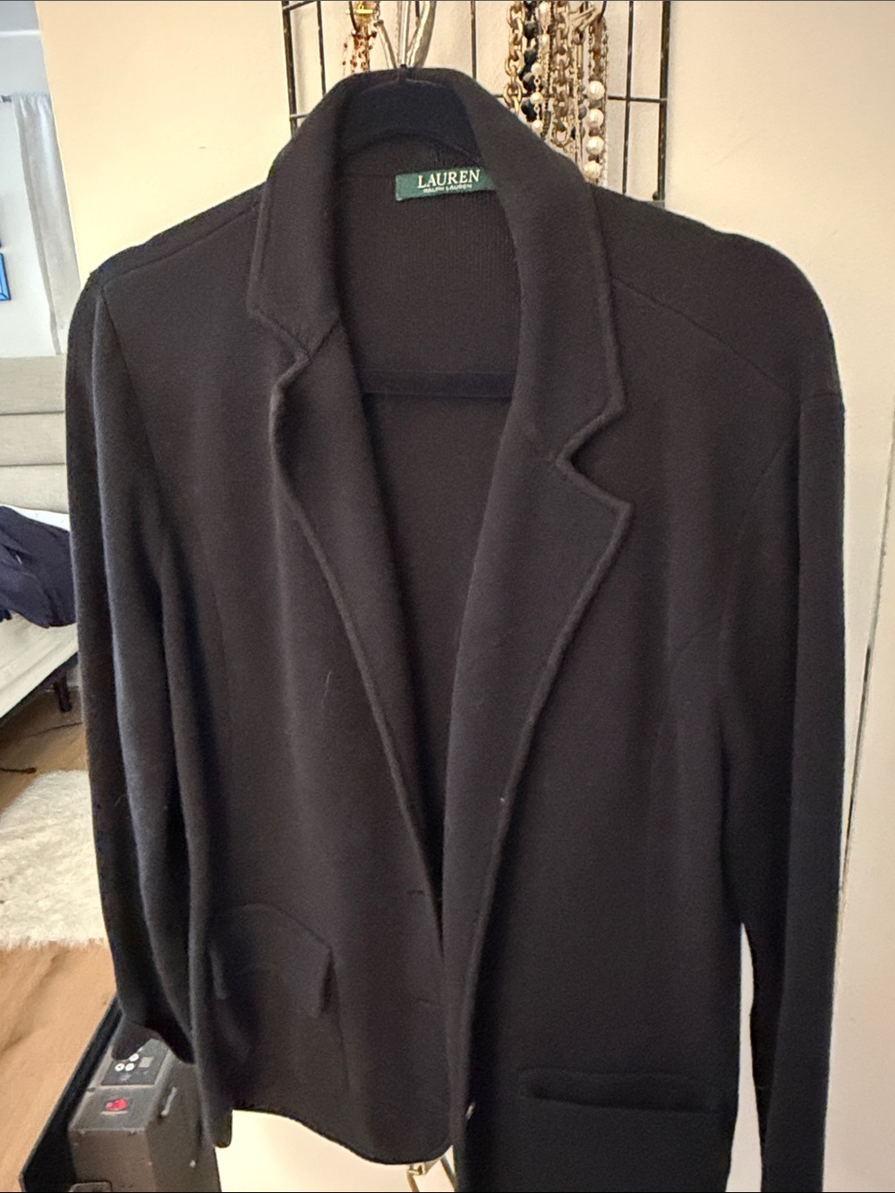 Ralph Lauren Black Open-Front Blazer